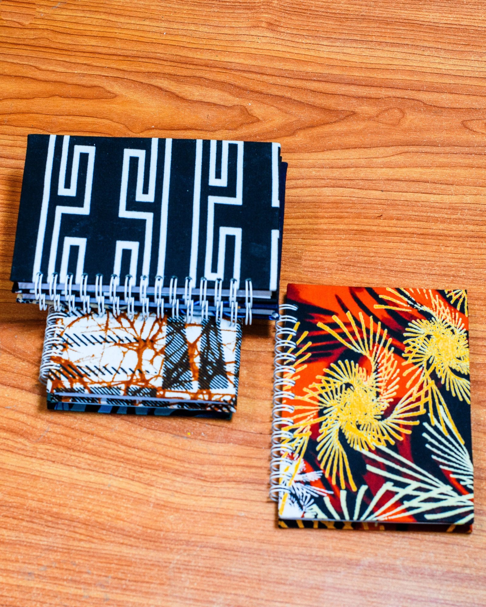 KITENGE NOTEBOOKS Colorful Kitenge fabric-covered notebooks for writing and journaling