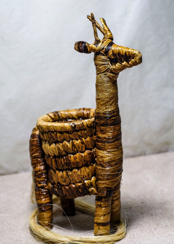 Handmade animal-themed African basket 12 inches
