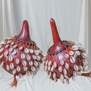 BEADED GUARD / COWRIE SHELL CALABASH SHAKER – AFRICAN MUSICAL INSTRUMENT
