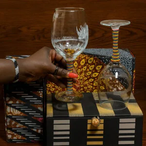 BEADED WOODEN WINE GLASS