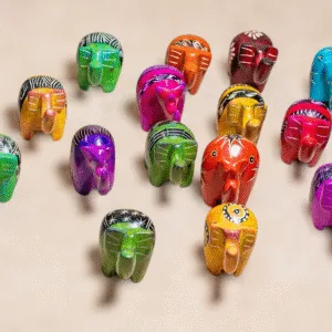 Colorful African carton animal figurines souvenir