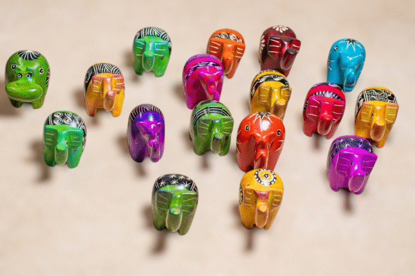 Colorful African carton animal figurines souvenir