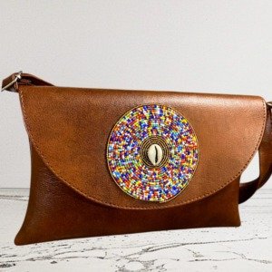 Handcrafted African clutch leather handbag bag with elegant design from Selections Souvenirs