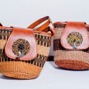 Handwoven sisal bag decorated with African beadwork, handmade in Kenya
