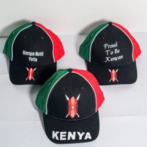 Black Kenyan cap with embroidered design