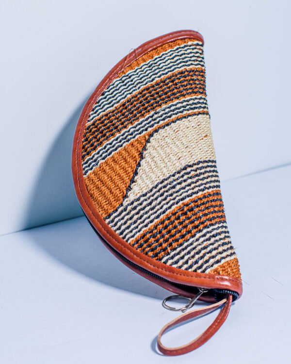 Handwoven sisal purse with natural fibers crafted by Kenyan artisans
