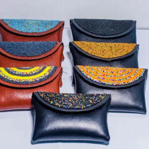 LEATHER BEADED POUCH