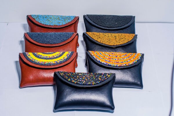 LEATHER BEADED POUCH