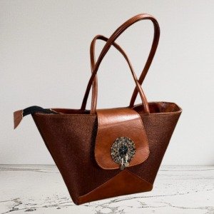 Stylish PU leather beaded handbag with African-inspired beadwork from Selections Souvenirs